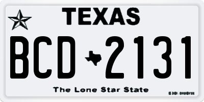 TX license plate BCD2131