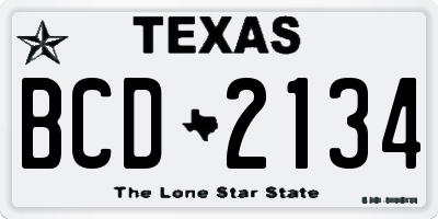 TX license plate BCD2134