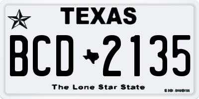 TX license plate BCD2135