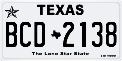 TX license plate BCD2138