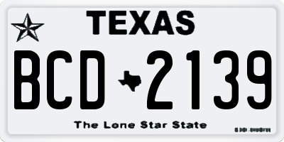 TX license plate BCD2139