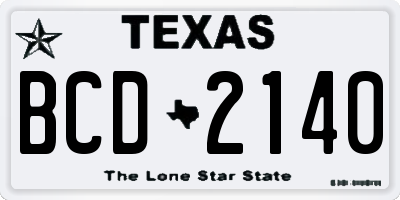 TX license plate BCD2140
