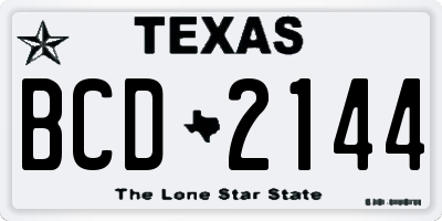 TX license plate BCD2144