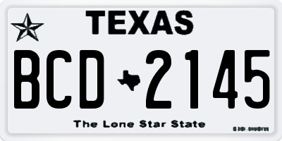 TX license plate BCD2145