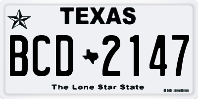 TX license plate BCD2147