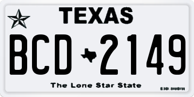 TX license plate BCD2149