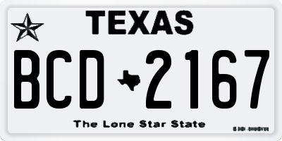 TX license plate BCD2167