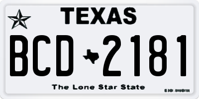 TX license plate BCD2181