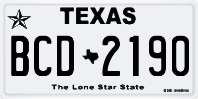 TX license plate BCD2190