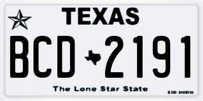 TX license plate BCD2191