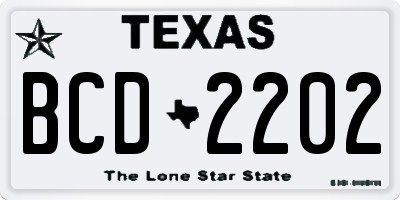 TX license plate BCD2202