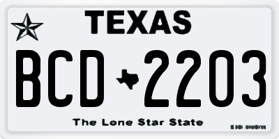 TX license plate BCD2203