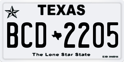 TX license plate BCD2205