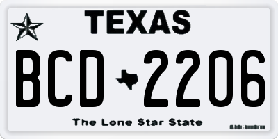 TX license plate BCD2206
