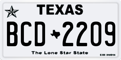 TX license plate BCD2209