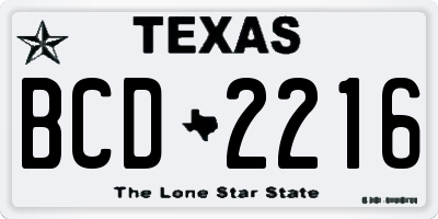 TX license plate BCD2216