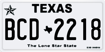TX license plate BCD2218