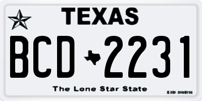 TX license plate BCD2231
