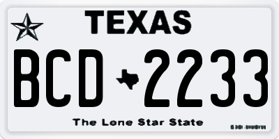 TX license plate BCD2233