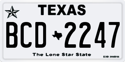 TX license plate BCD2247