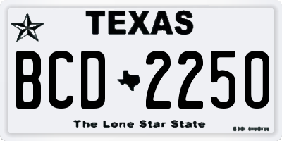 TX license plate BCD2250
