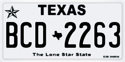 TX license plate BCD2263