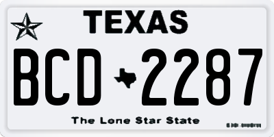 TX license plate BCD2287