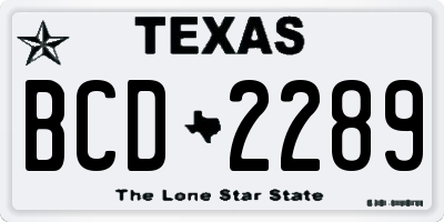 TX license plate BCD2289