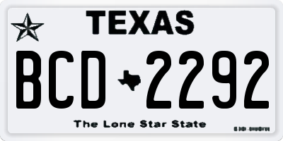 TX license plate BCD2292