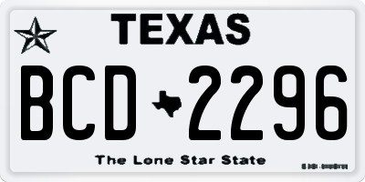 TX license plate BCD2296