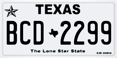 TX license plate BCD2299