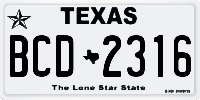 TX license plate BCD2316