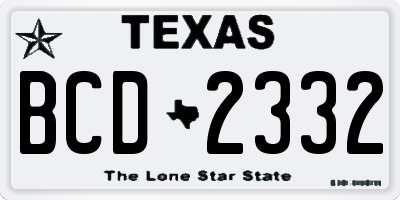 TX license plate BCD2332