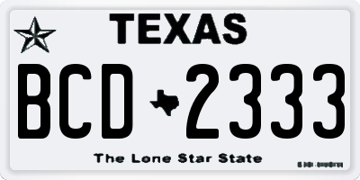 TX license plate BCD2333
