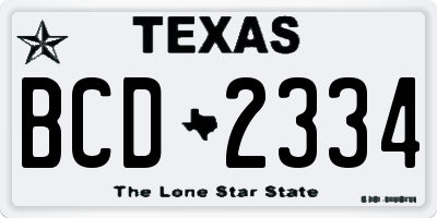 TX license plate BCD2334