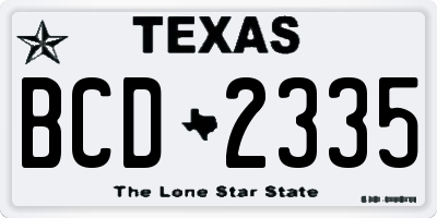 TX license plate BCD2335