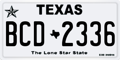 TX license plate BCD2336