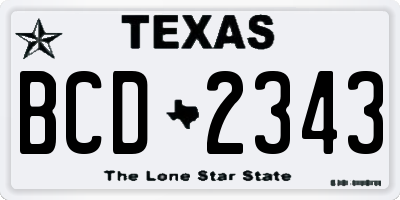 TX license plate BCD2343