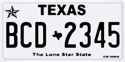 TX license plate BCD2345