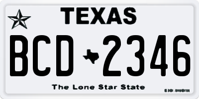 TX license plate BCD2346