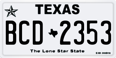 TX license plate BCD2353