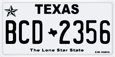 TX license plate BCD2356
