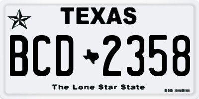 TX license plate BCD2358