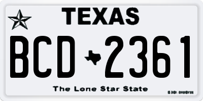 TX license plate BCD2361