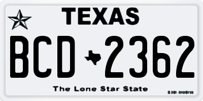 TX license plate BCD2362