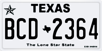 TX license plate BCD2364