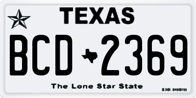 TX license plate BCD2369
