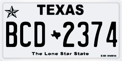 TX license plate BCD2374