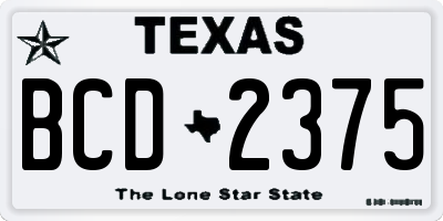 TX license plate BCD2375