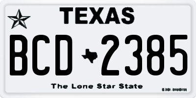 TX license plate BCD2385
